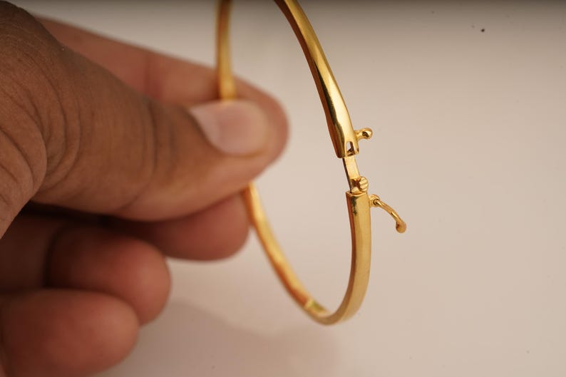 Single Diamond Bangle, 14k Gold Plated Moissanite Bracelet, Handmade Round Shape Womens Bangle, 925 Sterling Silver Wedding Gift For Her