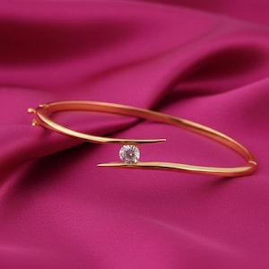 Ronde moissaniet-armband, 14k verguld 925 sterlingzilver, herfsthuwelijkscadeaus afbeelding 2