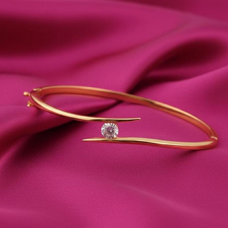 Ronde moissaniet-armband, 14k verguld 925 sterlingzilver, herfsthuwelijkscadeaus afbeelding 2
