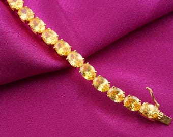 Gele armband citrien, 925 sterlingzilveren damesarmbanden, 14k vergulde huwelijkssieraden, kerstcadeaus