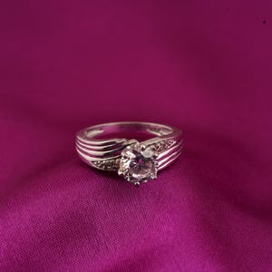 Moissanite Solitaire Ring: 14K White Gold Plated Sterling Silver Wedding Anniversary