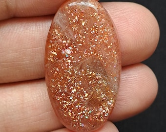 Zonnesteen edelsteen ovale vorm zonnesteen cabochon losse steen voor het maken van sieraden (34 x 19) mm