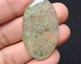 Natural Prehnite  Cabochon Loose Stone for Jewellery Making (45x26x6mm  A-584