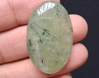 Natural Prehnite  Cabochon Loose Stone for Jewellery Making (39x24x9mm  A-585