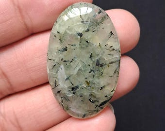 Natural Prehnite  Cabochon Loose Stone for Jewellery Making (40x25x6mm  A-583