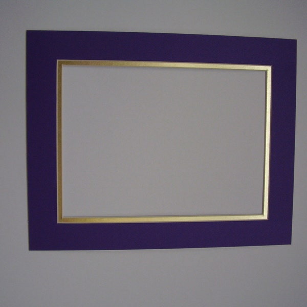 Picture Mats  Mats shown in PURPLE  with Shiny Gold  11x14 for 8x10  choose color options