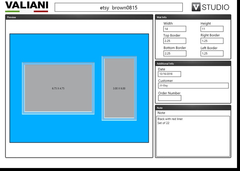 Picture Mats 11x14 for 5x7 photo and Ticket 6x3 Blue with Etsy