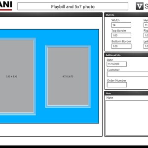 Picture Mat for Theater Program and 5x7 photo Fits 11x14 frame CHOOSE COLORS