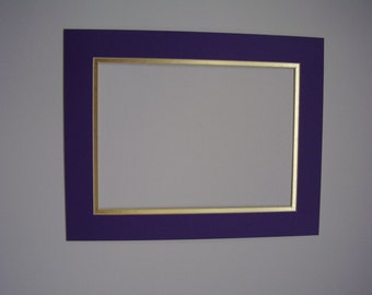 Picture Mat One Diploma Size Mat Purple with shiny gold 11x14 mat for 8x10 photo or document