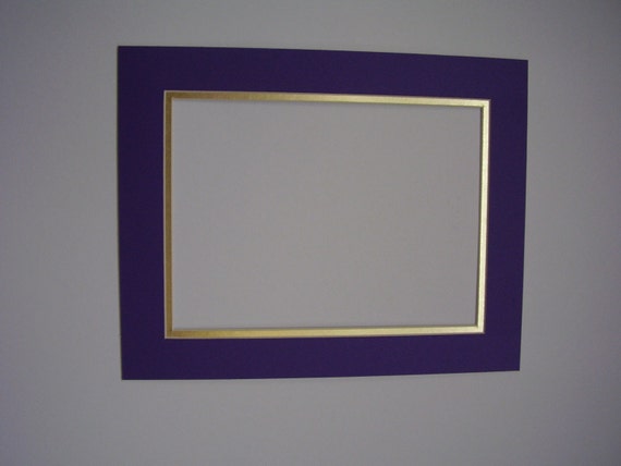 Picture Mat One Diploma Size Mat Purple With Shiny Gold 11x14 Mat for 8.5 X  11 Document 