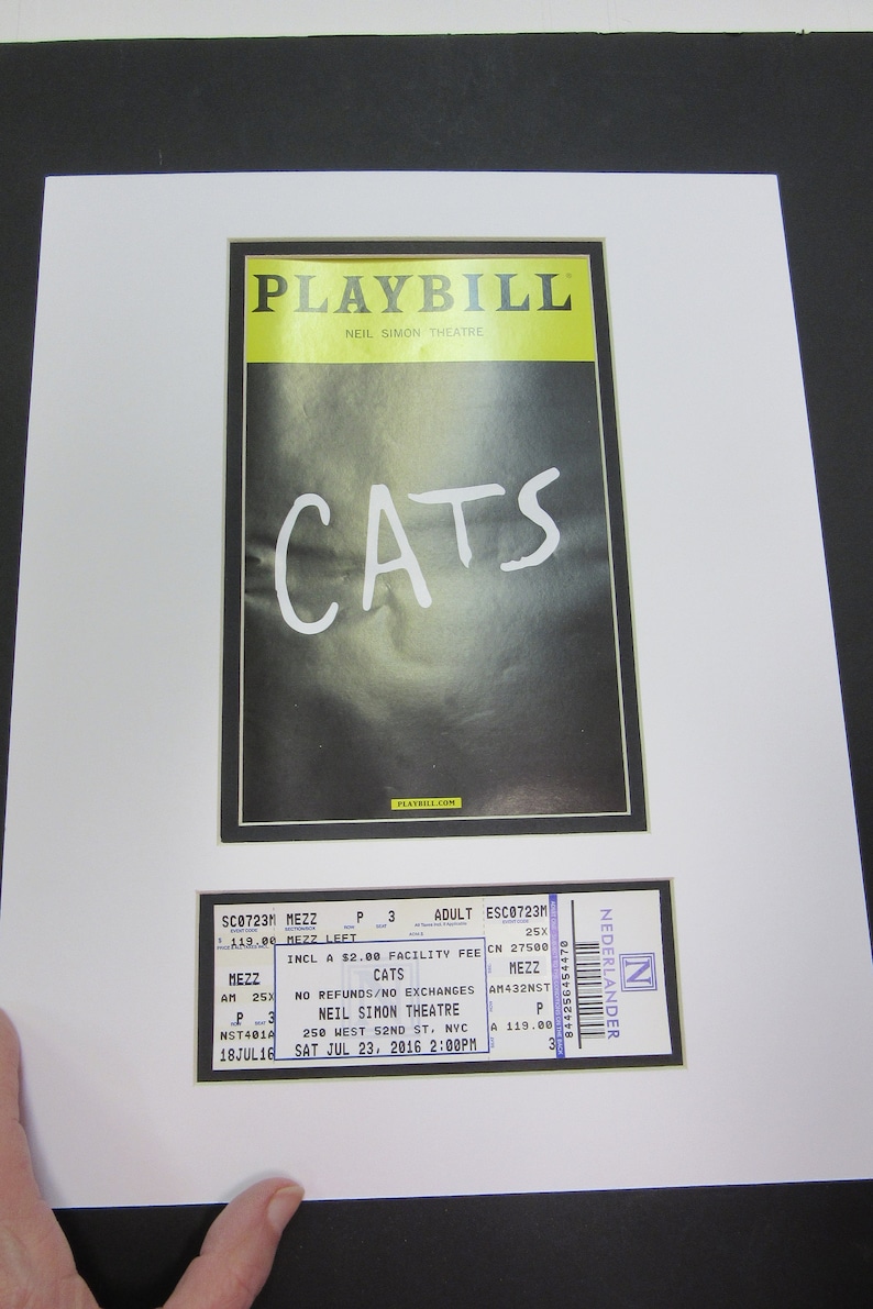 Picture Mat 11x14 for Playbill Choose style Playbill with Ticket or Playbill Only choose colors