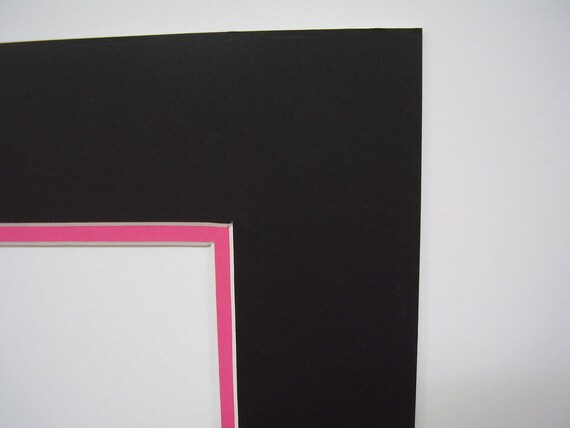 Picture Mat Double Black With Hot Pink Inner Mat CHOOSE SIZE Cut