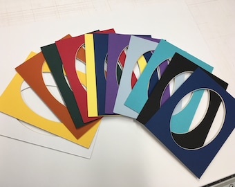 Picture Mats Oval cutout Assorted  Colors 8X10 for 5x7 photos PRICE SET OF 12