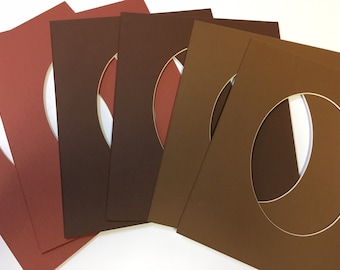 Picture Frame Mats SET OF 8, 8x10 for 5x7  photo Brown assortment