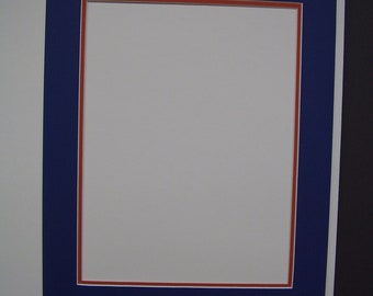 Picture Mat Double Blue with Orange University of Florida colors 16x20 mat for 11.75x16 diploma custom cut