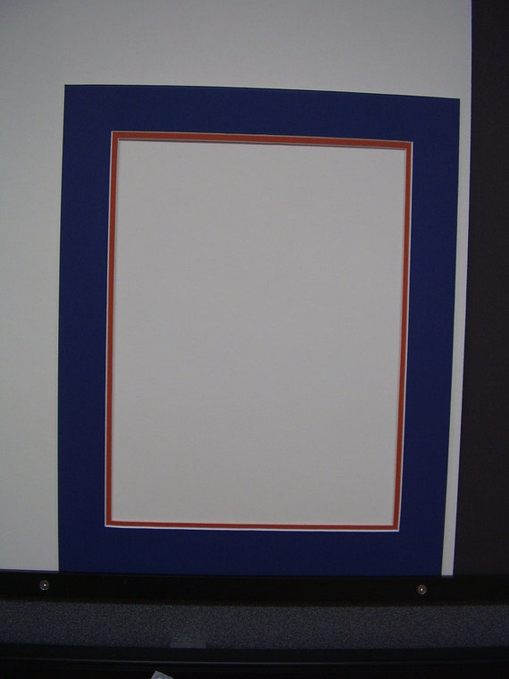 Picture Mat Double Blue With Orange University of Florida Colors 16x20 Mat  for 11.75x16 Diploma Custom Cut 