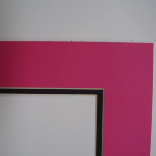 Picture Framing Mat Hot Pink with black liner CHOOSE SIZE Photo or Art  Rectangle Cutout