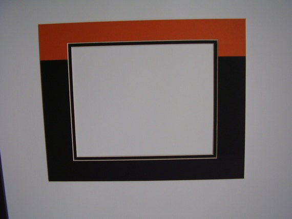 Picture Mat Orange and Black Designer 8x10 for 5x7 Photo or Art