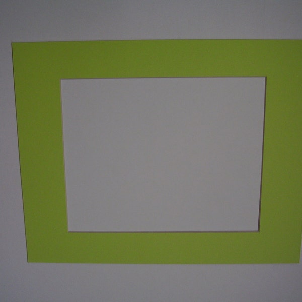 Picture Framing  Mat  Lime Green  11x14 for 8x10 Photo or Art Rectangle Cutout