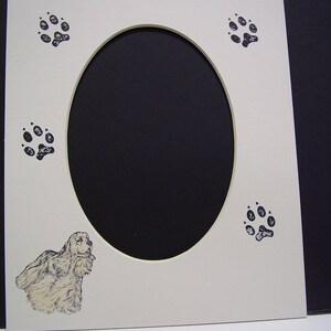 Picture Frame Mat Cocker Spaniel and Paw Print Single Mat 8x10 for 5x7 Photo or Art Custom Cut image 1