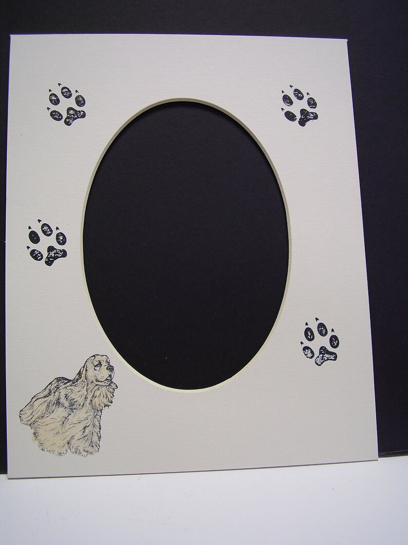 Picture Frame Mat Cocker Spaniel and Paw Print Single Mat 8x10 for 5x7 Photo or Art Custom Cut image 1