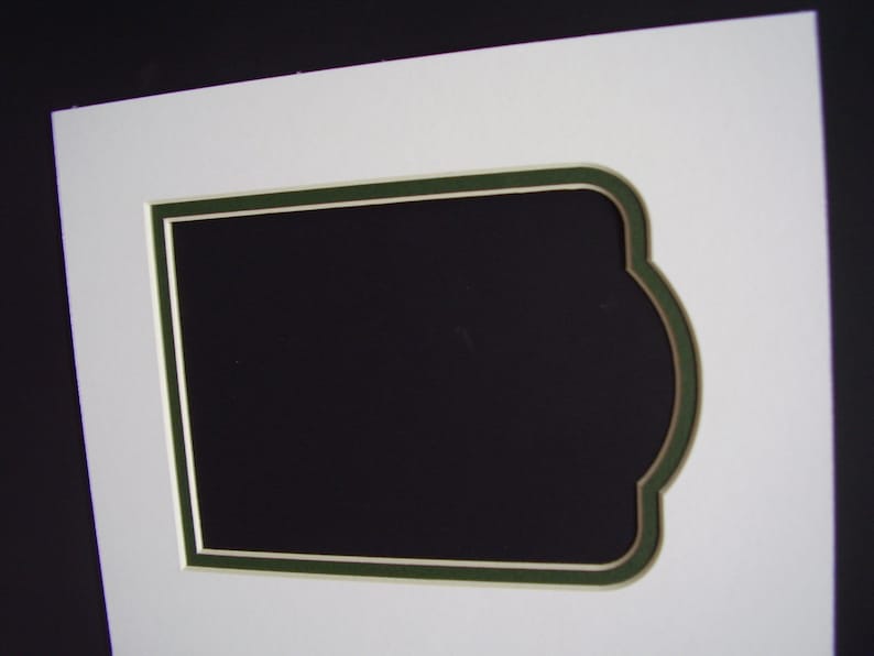 Picture Frame Mat Arch top Ivory with forest green liner 8x10 for 5x7 photo set of twenty mats