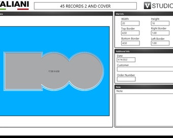 Picture Framing Mat for Two 45  Records  and cover 16x20  Juke Box Shape Color Options #20S