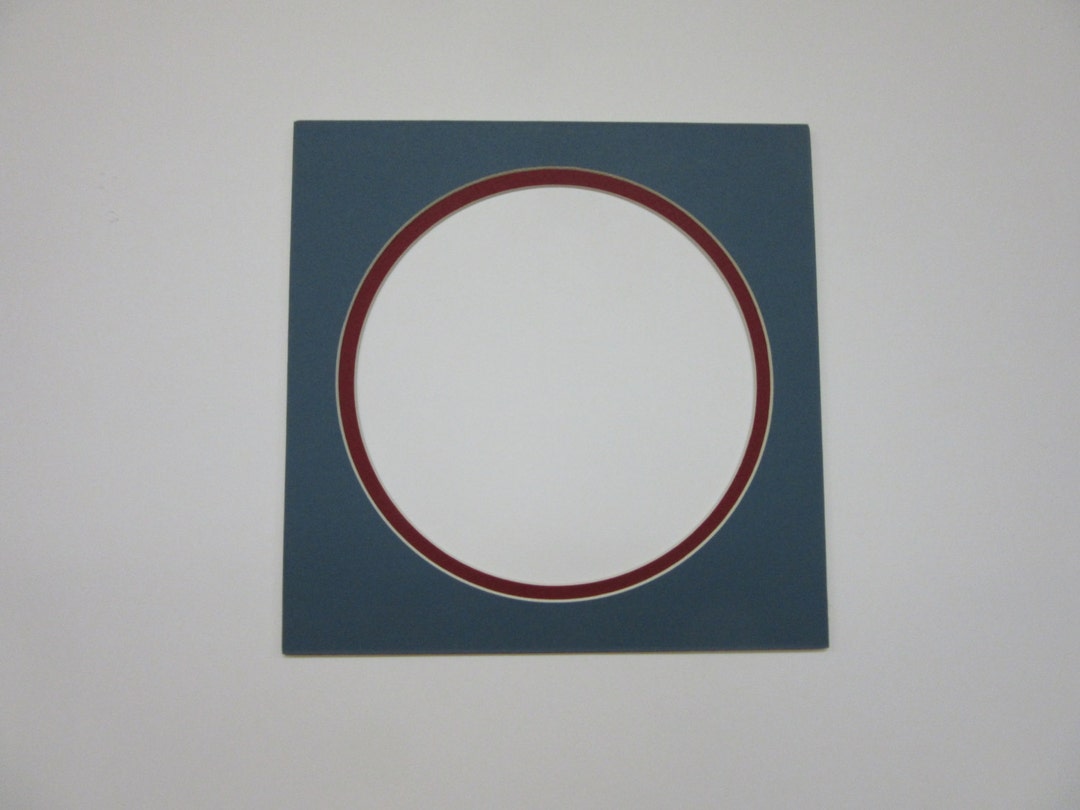 Picture Framing Mat Williamsburg Blue With Barn Red Inner Mat Round