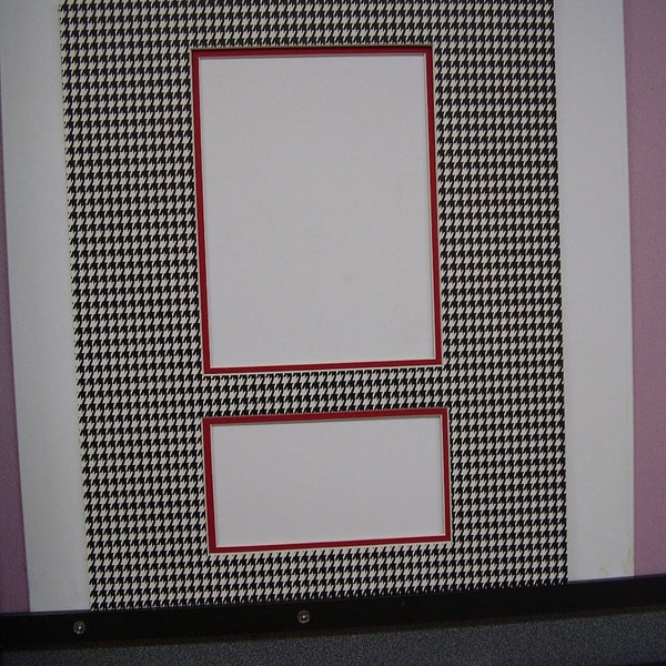 Photo  Mat Custom  Letter and Envelope  Houndstooth Black and White  16x20 mat  for Letter and Envelope