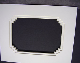Picture Frame Mat White on White Double French Stairstep Corners  11x14 for 8x10 Photo