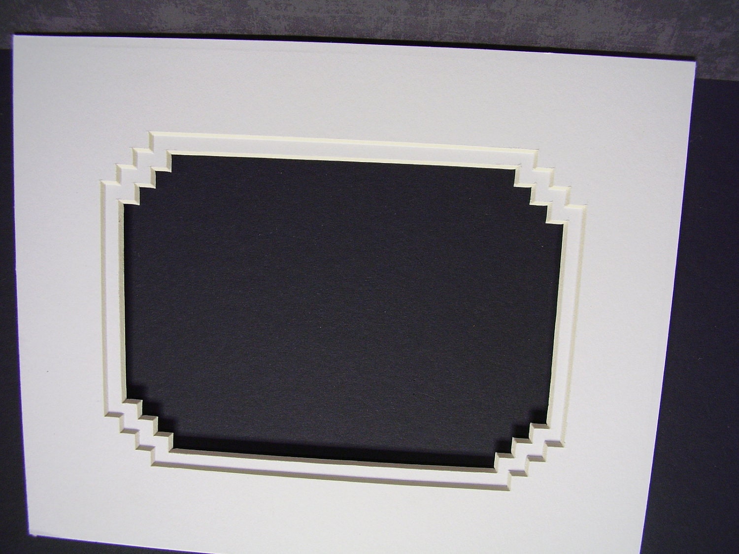 Picture Frame Mat Black French Stairstep Corners 8x10 for 5x7