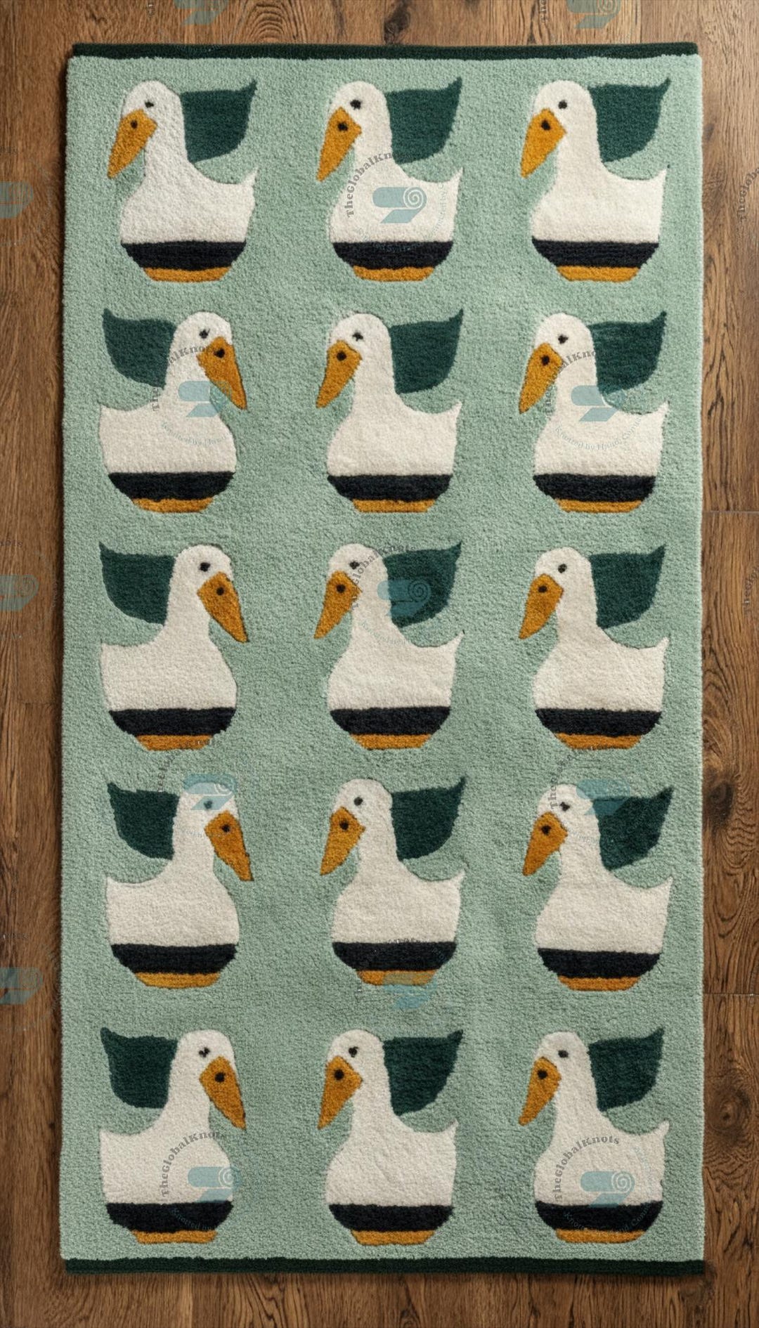 Duck Pattern Wool Rug, Hand Tufted Kids Area Rug, Cute Animal Nursery ...