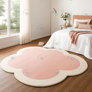 Hand-Tufted Wool Flower Rug: Soft Pink Nursery & Kids Decor