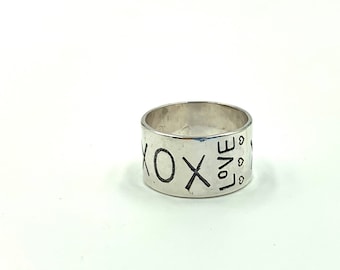 wide band love ring message ring personalized ring inscribed ring