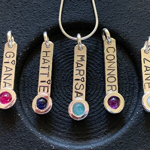 birthstone pendant with sterling chain - kids name pendants - mother's necklace
