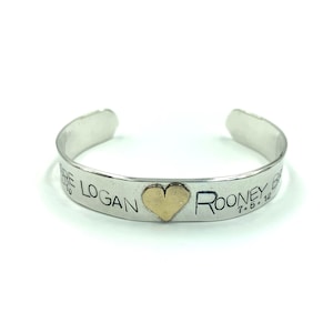Wide Cuff Silver - Personalized Cuff - Custom Cuff - Mother&#39;s Bracelet -