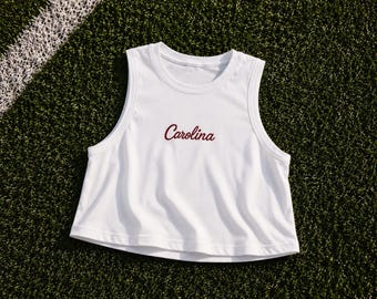 Carolina Script Crop Top | South Carolina Gamecocks Minimalist Athletic Gameday Tank