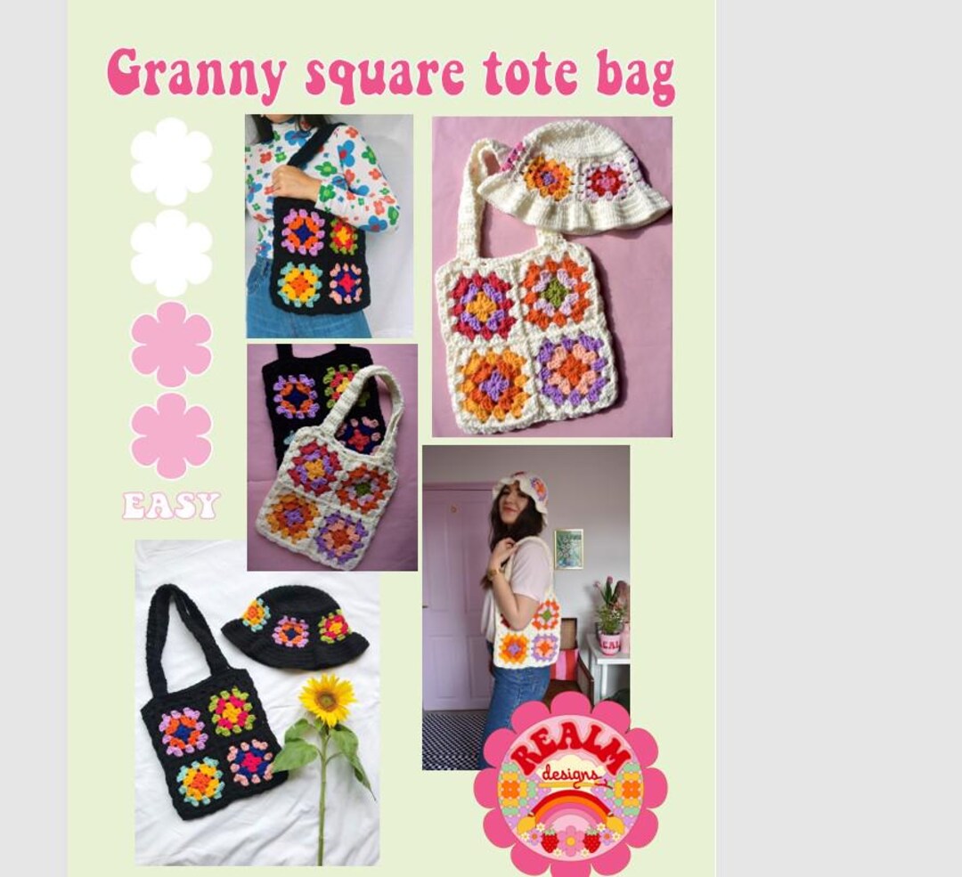 Granny Square Beach Bag Crochet Pattern Downloadable PDF - Etsy