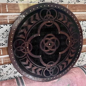 Medieval Dragon Viking Wooden Shield,Battle Ready Viking Shield,Knight Round Shield,Wolf,,Cosplay & Collectors,Halloween,Wall Decor,Gift