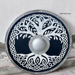 Medieval Dragon Viking Wooden Shield,Battle Ready Viking Shield,Knight Round Shield,Wolf,,Cosplay & Collectors,Halloween,Wall Decor,Gift