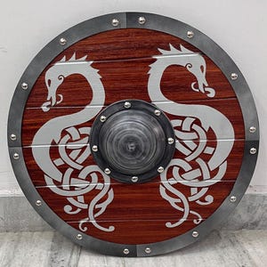 Mittelalterliches Wikingerschild - Holzschild, Schaukampftaugliches Wikingerschild,Perfekt für Cosplay & Sammler,Halloween,Wanddekoration