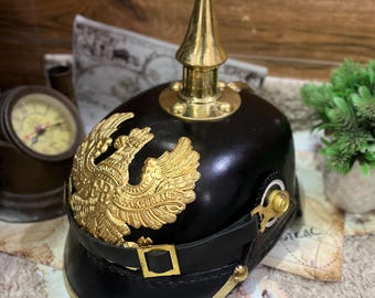 German Pickelhaube Helmet –Imperial Prussian Helmet, Solid, Leather  Perfect for Cosplay & Collectors,Halloween ,Templar Knight Helmet,gift