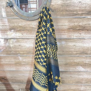 Palestine Black and Yellow Scarf,Habibi ,Military Shemagh Keffiyeh,Traditional Desert Arab Style Headscarf,Unisex,Eid gift,Arafat Cotton,