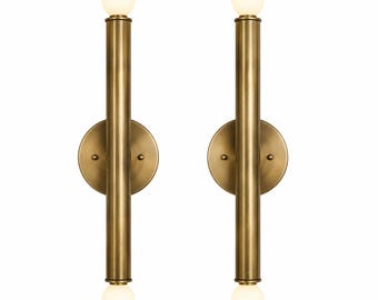Pair of Raw Brass Line Sconce Italian Lights Wall Lights,1950s Mid Century Wall Sconce Pair – Italian Brass Light Fixtures – Vintage Gift