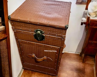 Handgefertigte Luxusleder Ziehstamm Eitelkeiten, antike Beistelltisch Stamm, Schlafzimmermöbel Nachttisch, Hausdekoration Brust Box, Geschenk