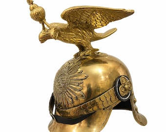 Casco alemán de cobre Pickelhaube con águila – Oficial imperial prusiano, sólido, para cosplay y coleccionistas, Halloween, casco de caballero templario, regalo
