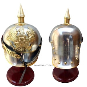 German Pickelhaube Helmet –Imperial Prussian Helmet, Solid, Steel Perfect for Cosplay & Collectors,Halloween ,Officer&#39;s Knight Helmet,gift