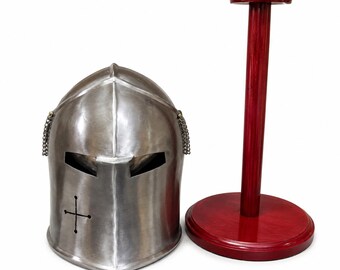 Casco de acero Barbuta: Armadura de caballero medieval, casco para LARP y cosplay, ponible, disfraz para recreación histórica y juegos de rol, Halloween.