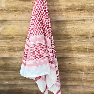 Palestine White Hatta Arab Scarf,Habibi ,Military Shemagh Keffiyeh,Traditional Desert Arab Style Headscarf,Unisex,Eid gift,Arafat Cotton,