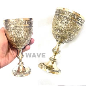 Personalization Brass Royal king Goblet,Chalice,Engraved, Handmade Wine Cup,6 inch Glass,Gift For Wedding, Birthday,ChalicesChristmas,